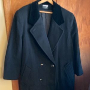 Karen Plus, XXL, black, double-breasted, 70% wool, 10% cashmere, long coat